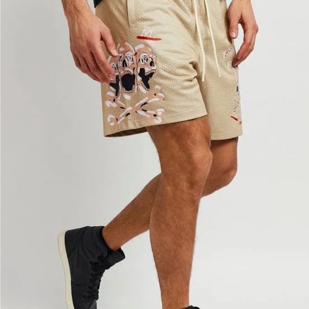 Reason Men’s Skull & Bridges Mesh Graphic Shorts- Size XXL